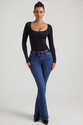 High Rise Flared Jeans in Indigo Wash