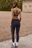 Soft Active Crossover Contrast Leggings in Midnight