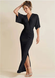 Drape Sleeve Maxi Dress Jet Black