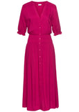 Button Front Maxi Dress Pink