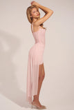 Corseted Draped Mini Dress in Blush Pink