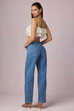 Mid Rise Barrel Leg Jeans in Mid Blue Wash