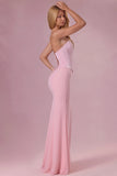 Satin Corset Bridesmaid Dress in Blush