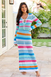 Multi Stripe Crochet Cover Up Dress
