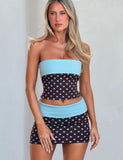 IMOGEN TUBE TOP BROWN AND BLUE POLKA DOT