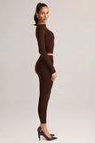 Modal Mid Rise Cropped Leggings in Chocolate Brown