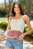 Gigi Ivory And Red Striped Shirred Sweater Tank