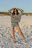 USA Navy And Ivory Striped Sweater
