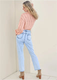 Cropped Pointelle Sweater Peach