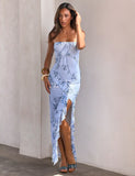 THEO MAXI DRESS BLUE FLORAL