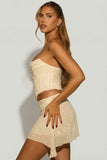Embellished Draped Mid Rise Mini Skirt in White