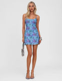 ZEINA MINI DRESS BLUE FLORAL SEQUIN