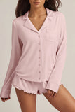 Modal Long Sleeve Pyjama Top in Baby Pink