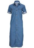Denim Midi Shirt Dress Medium Wash