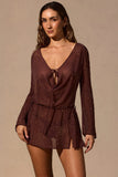 Long Sleeve Mini Dress in Espresso Brown