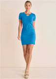 Front Keyhole Mini Dress Blue