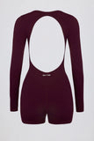 Soft Active Open Back Unitard in Burgundy