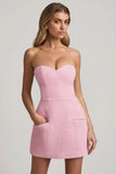 Sweetheart Neck Strapless Structured Mini Dress in Soft Pink