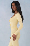 Knit Long Sleeve Cardigan in Butter Yellow