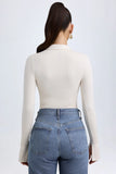 Modal Plunge V Neck Bodysuit in Ivory