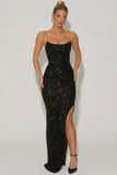 Embellished Corset Gown in Black