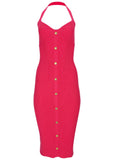 Button Front Halter Midi Azalea