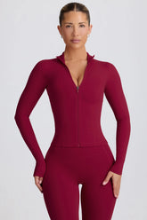 Soft Active Zip Up Jacket in Burgundy
