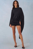 Draped Cape Mini Dress in Black