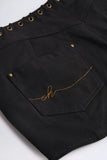Lace Up Mid Rise Shorts in Black