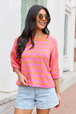 Zani Pink And Orange Striped Sweater