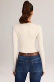 Modal Round Neck Long Sleeve Bodysuit in Cream