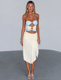TWYLA MIDI DRESS CREAM AND BLUE