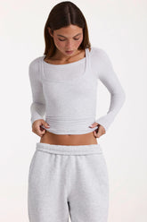 ButterCloud Layered Top in Grey Marl