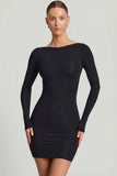 Modal Open Back Bodycon Mini Dress in Black