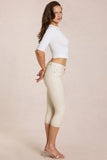 Mid Rise Capri Jeans in Ivory