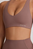 Soft Active V Neck Sports Bra in Mocha