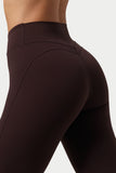 Soft Active Ruched Flared Trousers in Espresso