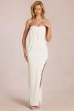 Bandeau Draped Maxi Dress in Pearl