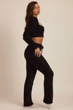 Fluffy Knit Wide Leg Trousers in Black