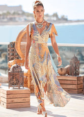 Wrap Maxi Dress Orange Multi