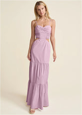 Cutout Tie Back Maxi Dress Light Purple
