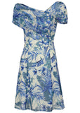 One Shoulder Mesh Mini Denim Floral