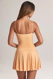 Modal Ruched A Line Mini Dress in Peach