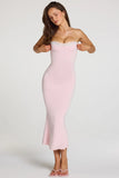 Modal Lace Trim Midaxi Dress in Baby Pink
