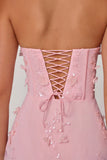 Lace Up Corset Maxi Dress in Soft Pink