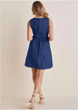 Ruched Sleeveless Mini Dark Blue