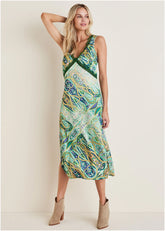 Lace Trim Midi Dress Ethereal Paisley