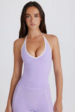 Soft Active V Neck Halterneck Top in Lilac