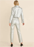 Metallic Moto Jacket Silver Metallic
