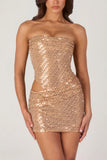 Embellished Cut Out Mini Dress in Gold